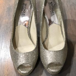 BNWOT Michael Kors Glitter Peep Toe Heels